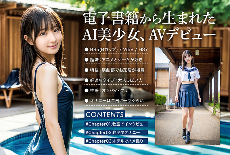 【AI写真集発!】空想制服美少女 AI MODEL AV DEBUT ちっぱい編#1~電子書籍から生まれたAI美少女、AVデビュー~ 2